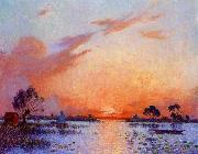 unknow artist Sunset in Briere II France oil painting artist